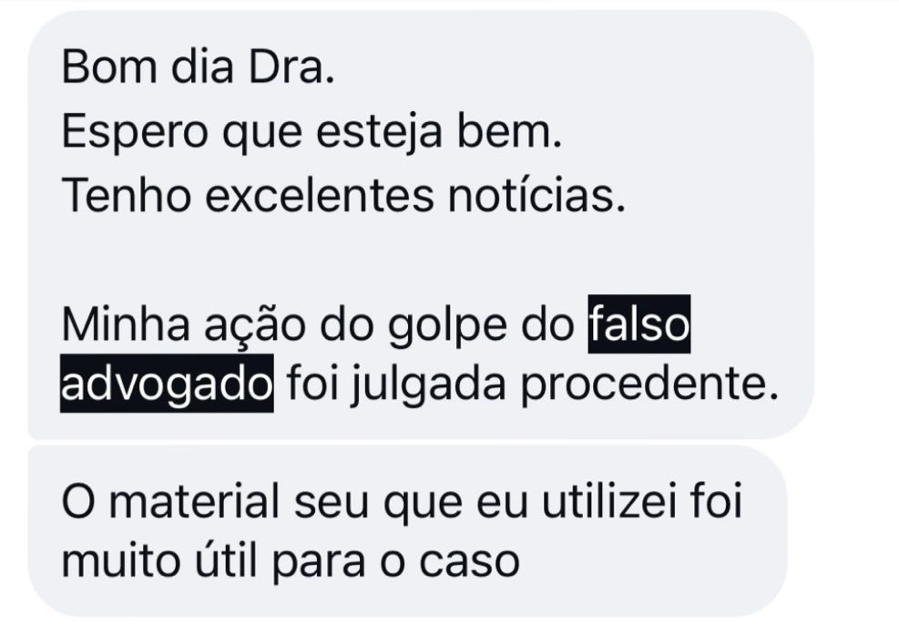 Depoimento de advogada: ação do golpe do falso advogado julgada procedente